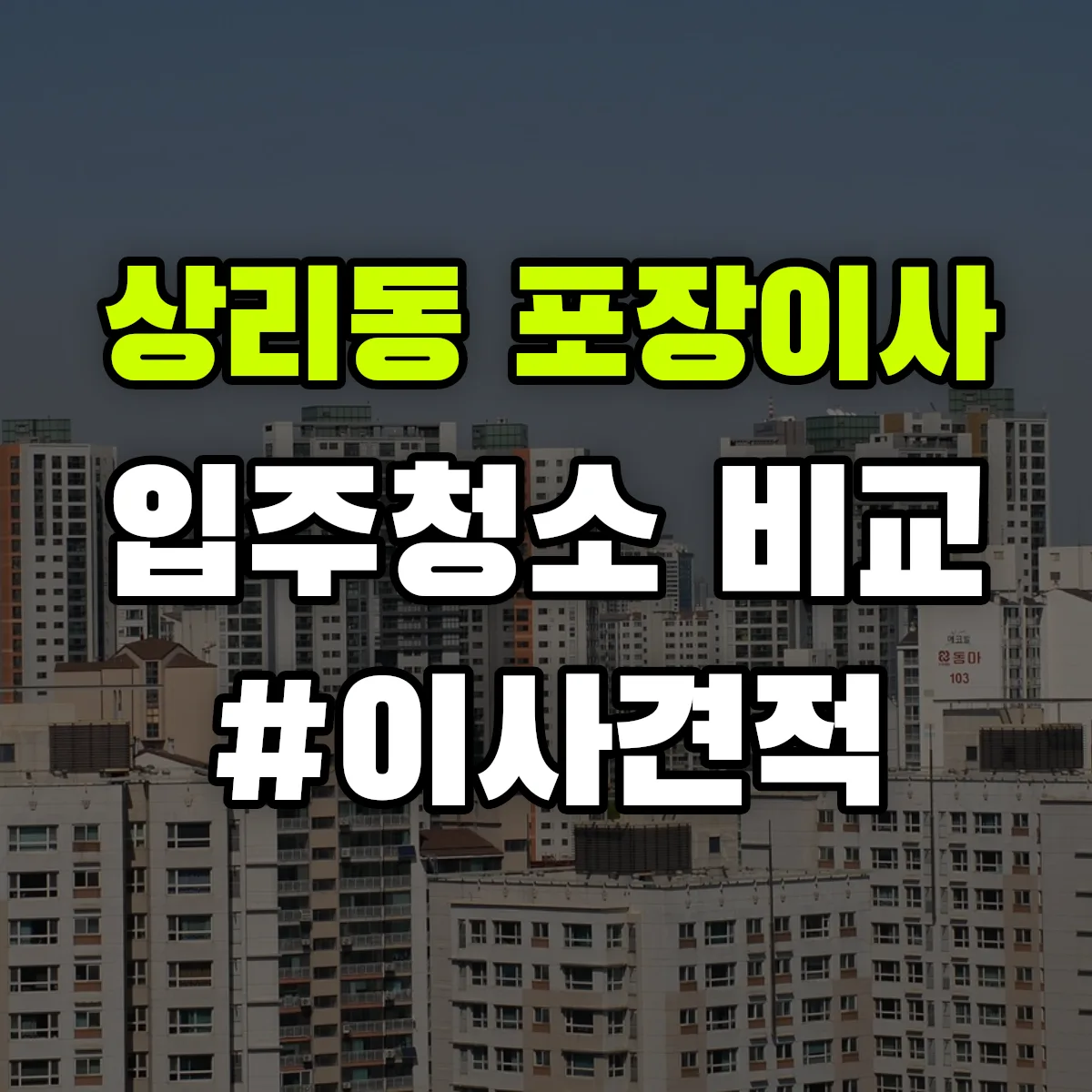 대구광역시 서구 상리동 포장이사·입주청소 비교견적 안내
