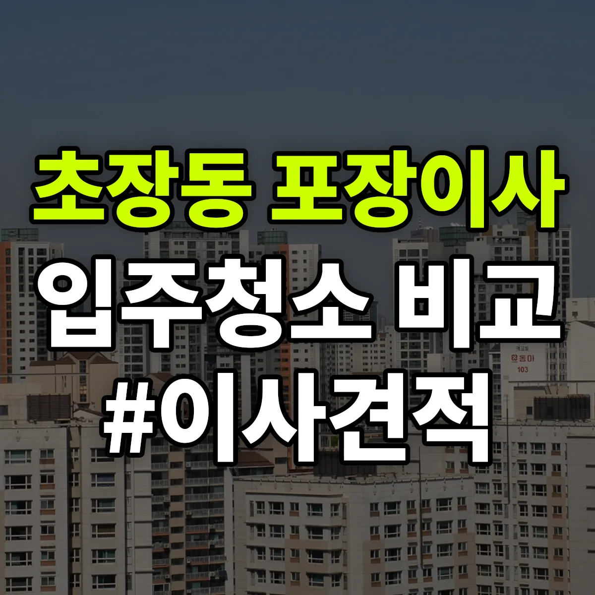 부산광역시 서구 초장동 포장이사·입주청소 비교견적 안내